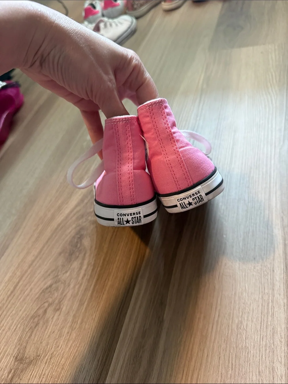 Converse Kids Pink High-Top Canvas Sneakers with White Laces